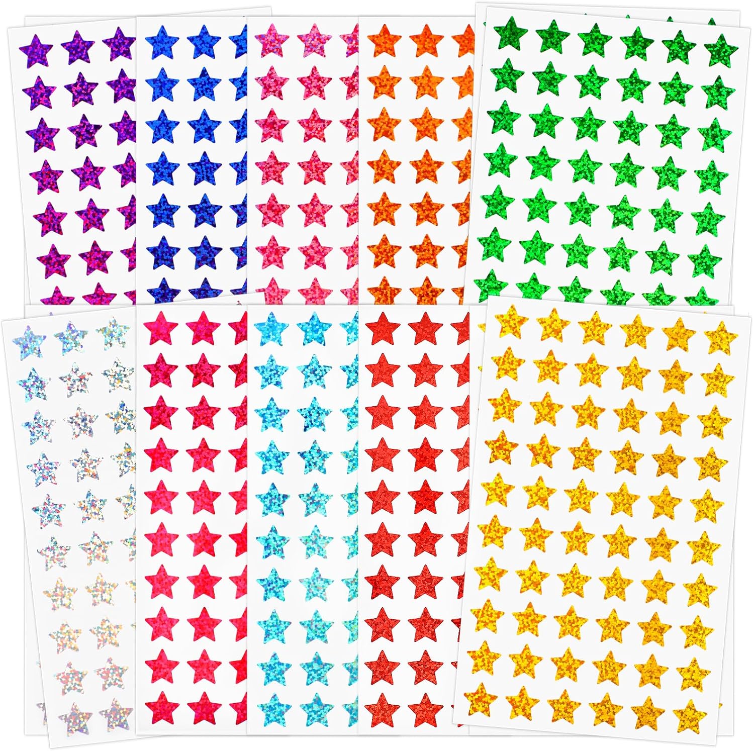 3000 PCS Star Stickers, 0.6" Sparkly Holographic Stickers, Kids Rewards Holographic Colors Sticker, Foil Star Sticker for Behavior Chart, Student Planner, School Classroom Teacher Supplies, DIY