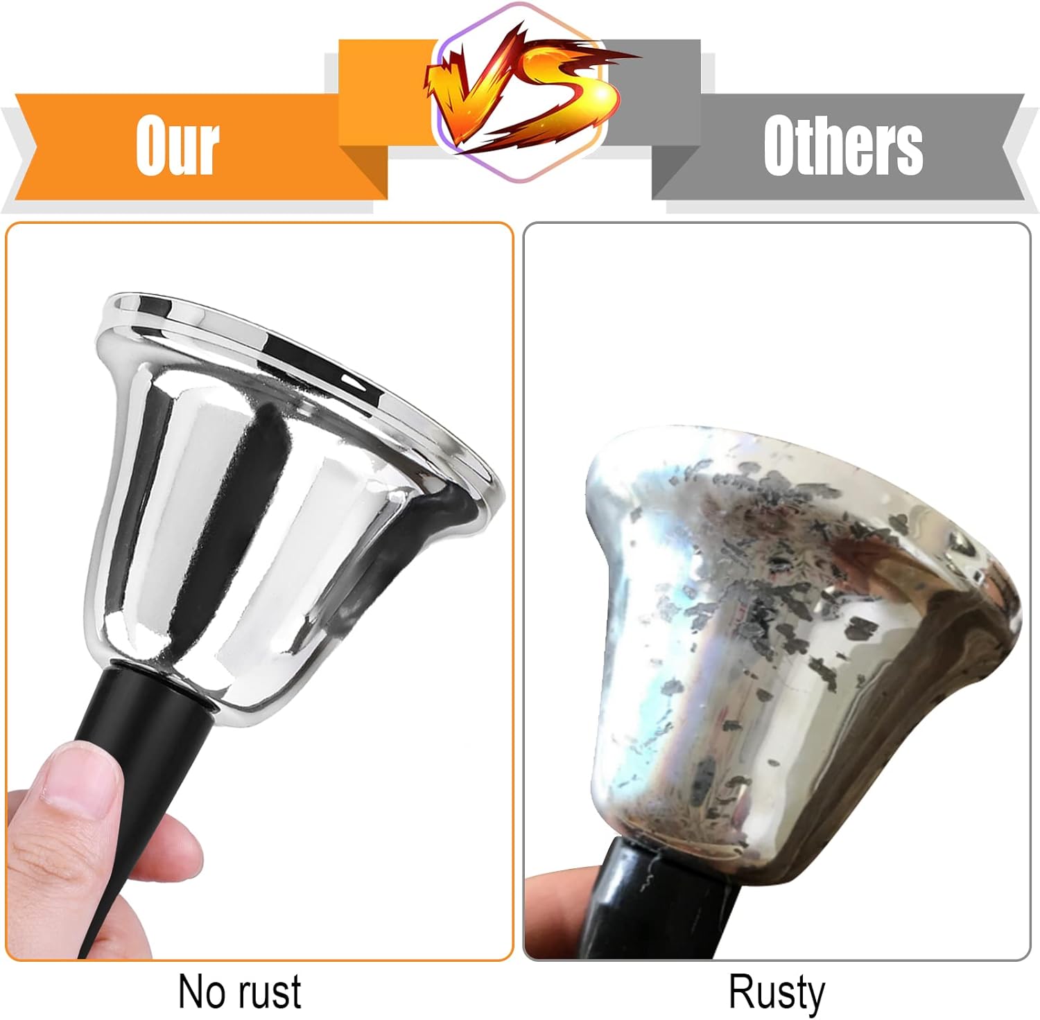 2 Pack Hand Bell, Silver Steel Bell, Ringing Bell with Handle, Dinner Bells for Inside Classroom Bell, for Food Line, Alarm, Jingles, Ringing Silver