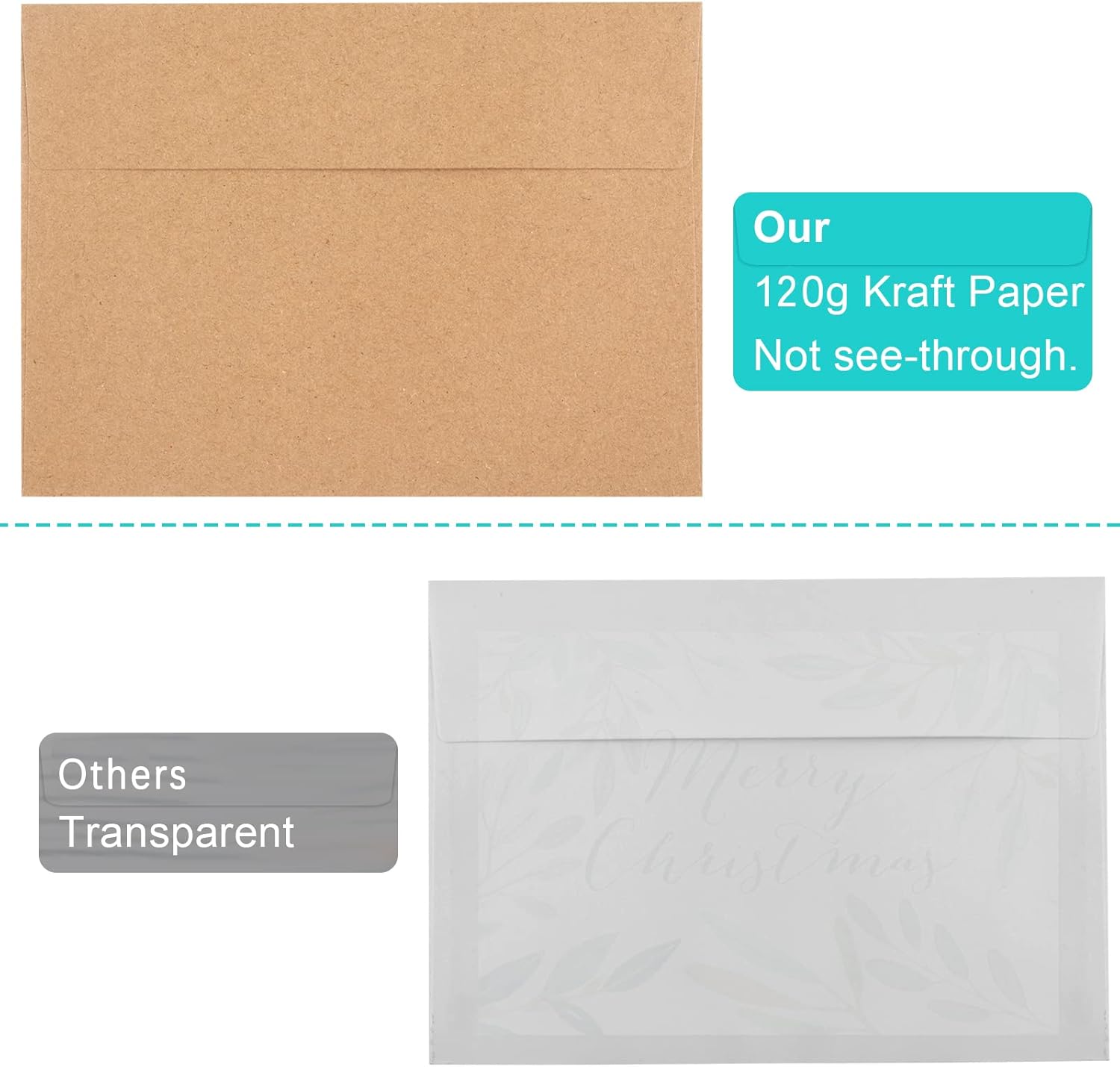 50 Pack Brown Kraft Envelopes, 5x7 Envelopes for Invitations, A7 Invitation Envelopes for Personalize Gift Cards, Wedding, Baby Shower, Birthday Party