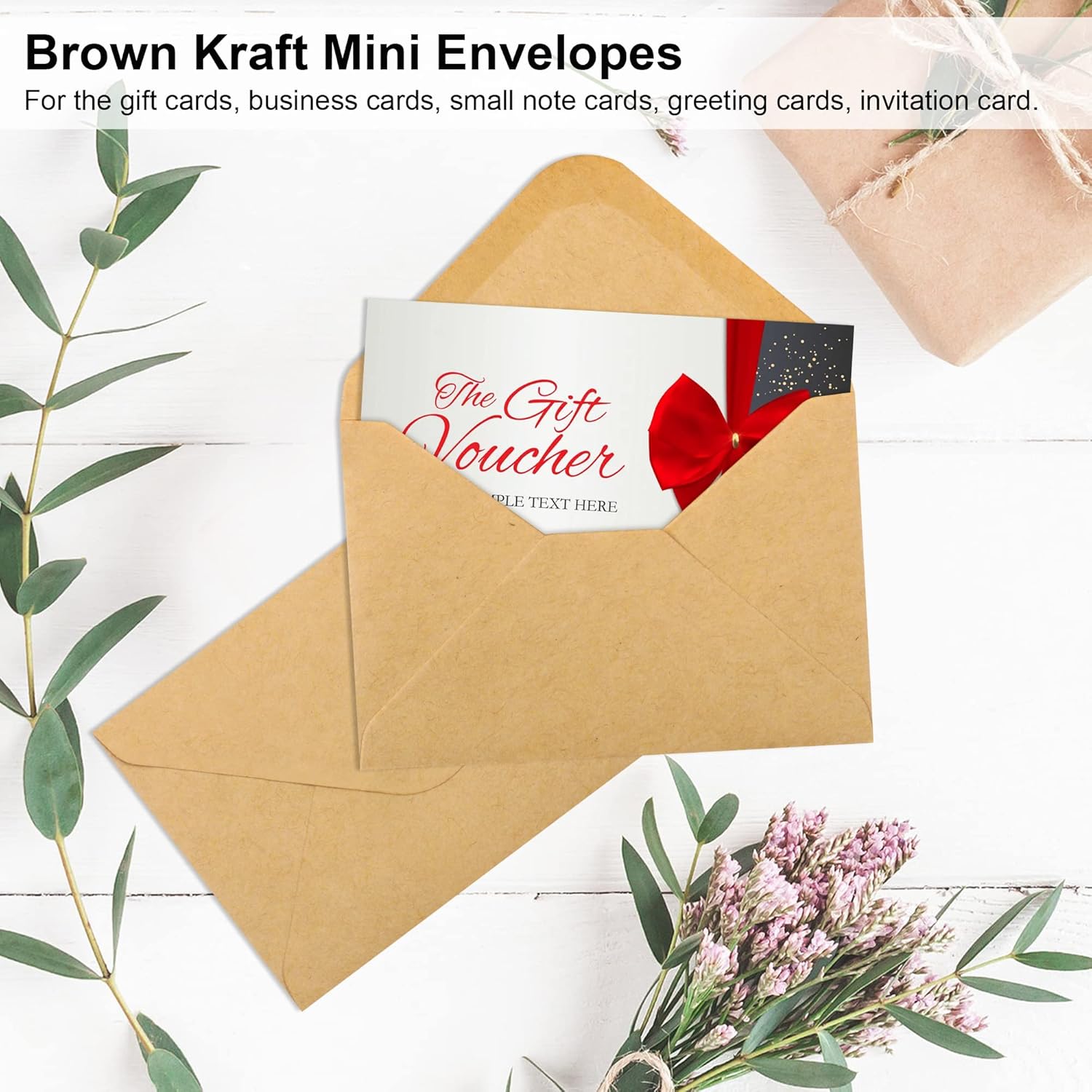 150 Pack Gift Card Envelopes, 4" x 2.75" Mini Envelopes, Brown Kraft Biness Card Envelopes, Small Envelopes for Holidays, Weddings, Baby Showers, Birthdays Banquets