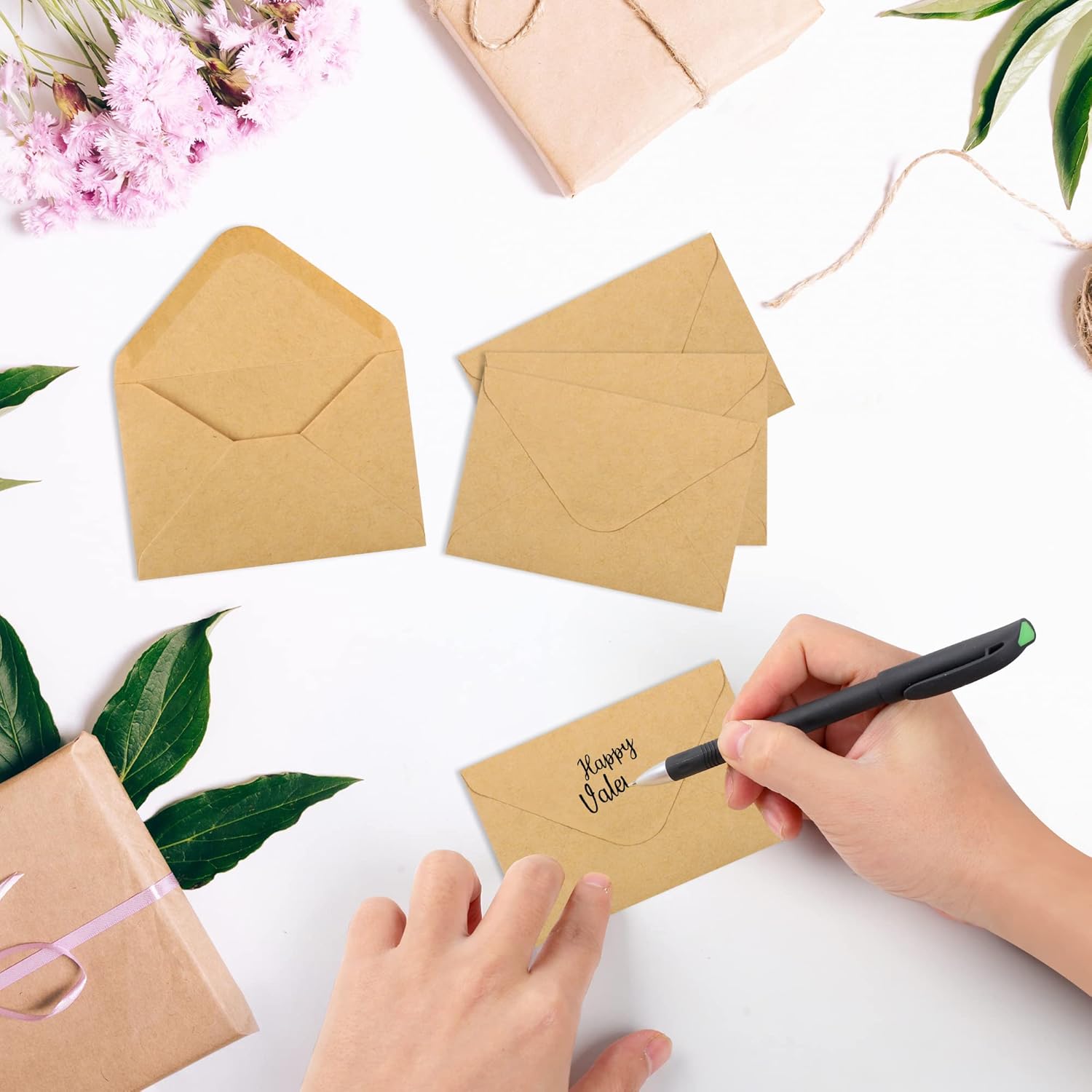 150 Pack Gift Card Envelopes, 4" x 2.75" Mini Envelopes, Brown Kraft Biness Card Envelopes, Small Envelopes for Holidays, Weddings, Baby Showers, Birthdays Banquets
