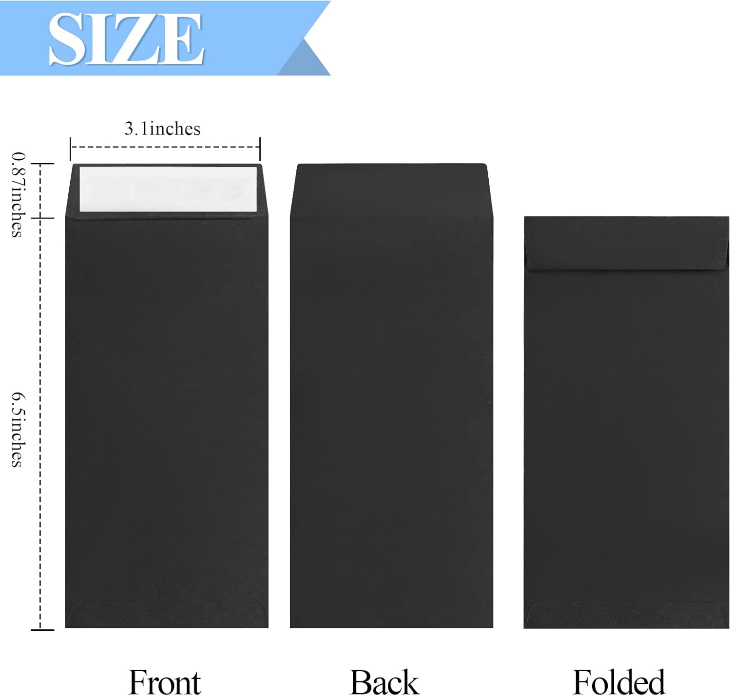 BON++ Envelope Set - 120 Envelopes for Cash, Checks, & Tickets; 80GSM, 3.2x6.6 inch Black Envelopes - Perfect for Cash Challenge Savers