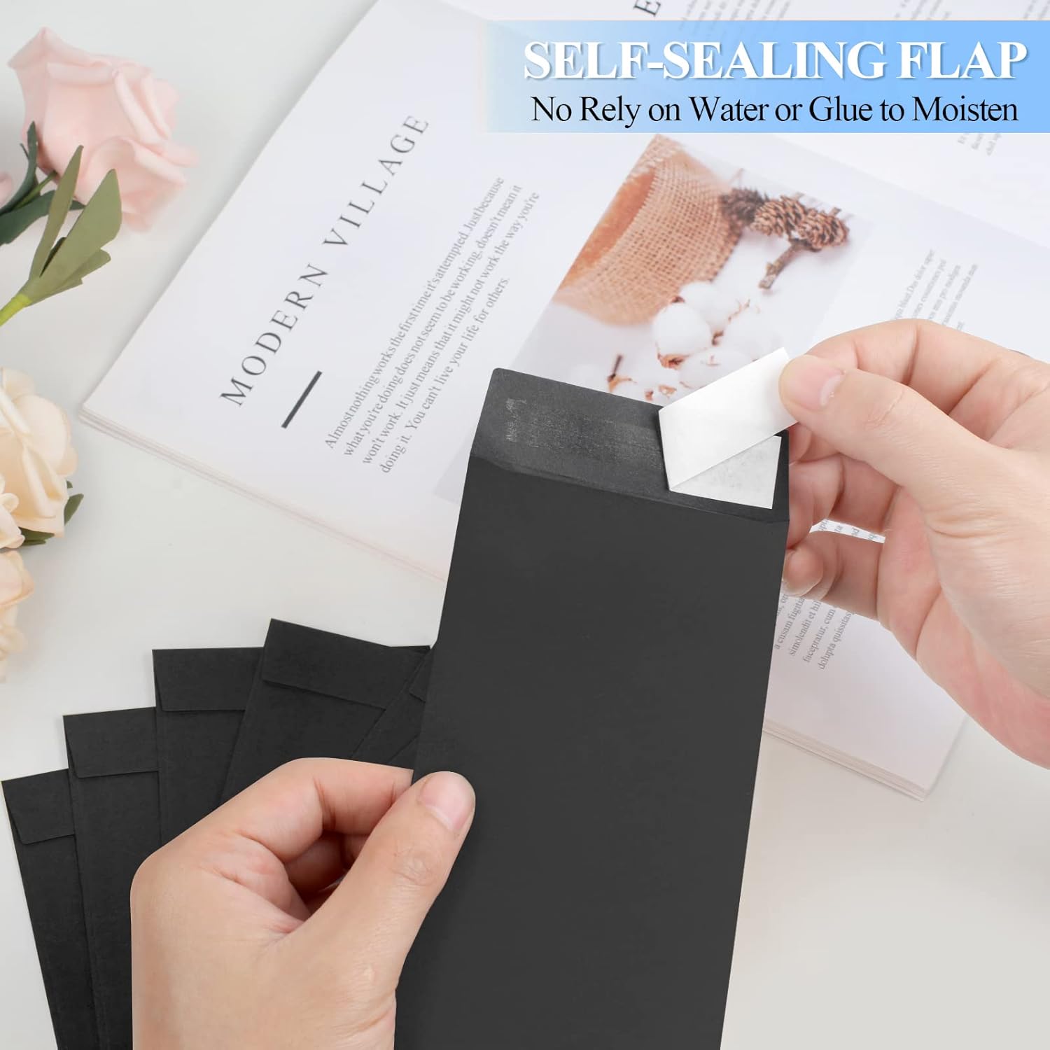 BON++ Envelope Set - 120 Envelopes for Cash, Checks, & Tickets; 80GSM, 3.2x6.6 inch Black Envelopes - Perfect for Cash Challenge Savers