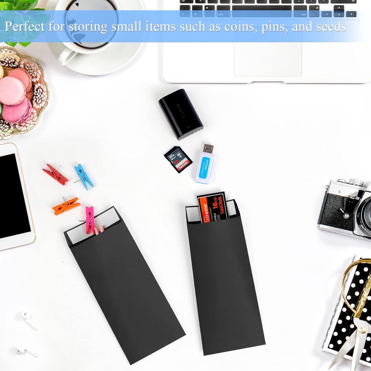 BON++ Envelope Set - 120 Envelopes for Cash, Checks, & Tickets; 80GSM, 3.2x6.6 inch Black Envelopes - Perfect for Cash Challenge Savers