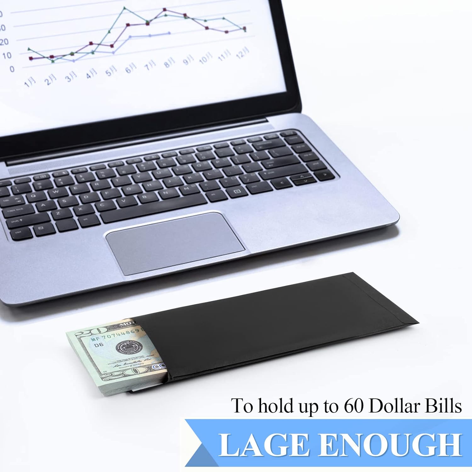 BON++ Envelope Set - 120 Envelopes for Cash, Checks, & Tickets; 80GSM, 3.2x6.6 inch Black Envelopes - Perfect for Cash Challenge Savers