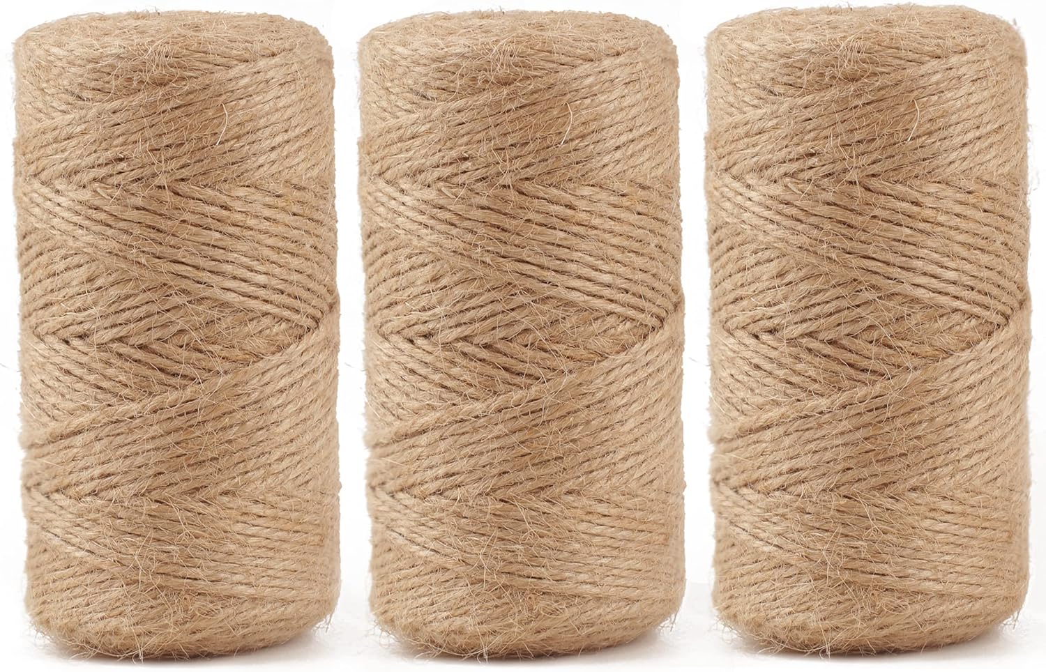 984 FT Natural Jute Twine, 3ply Thin Ribbon Hemp Twine for Gardening, Plant, Gift Wrapping, Art, Wedding Decoration, Packing, Bulk 3 Roll