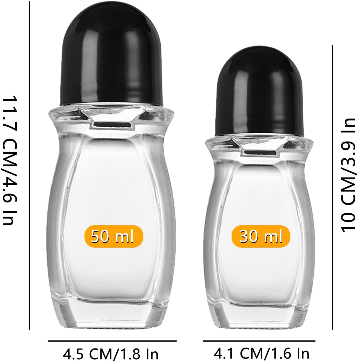 2PCS Glass Empty Roller Bottles with Plastic Roller Ball, Deodorant Roll On Bottles Containers Leak Proof Massage Roller Ball Bottles with Cap For Essential Oils Perfume Cosmetics 30ml+50ml
