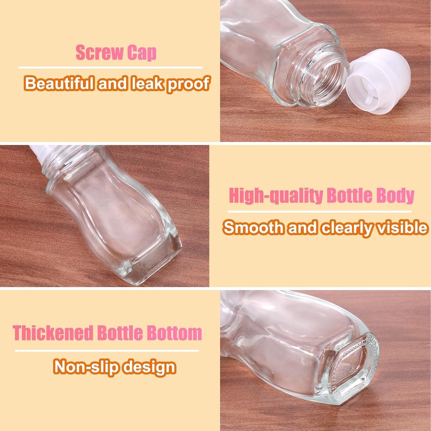 2PCS Glass Empty Roller Bottles with Plastic Roller Ball, Deodorant Roll On Bottles Containers Leak Proof Massage Roller Ball Bottles with Cap For Essential Oils Perfume Cosmetics 30ml+50ml