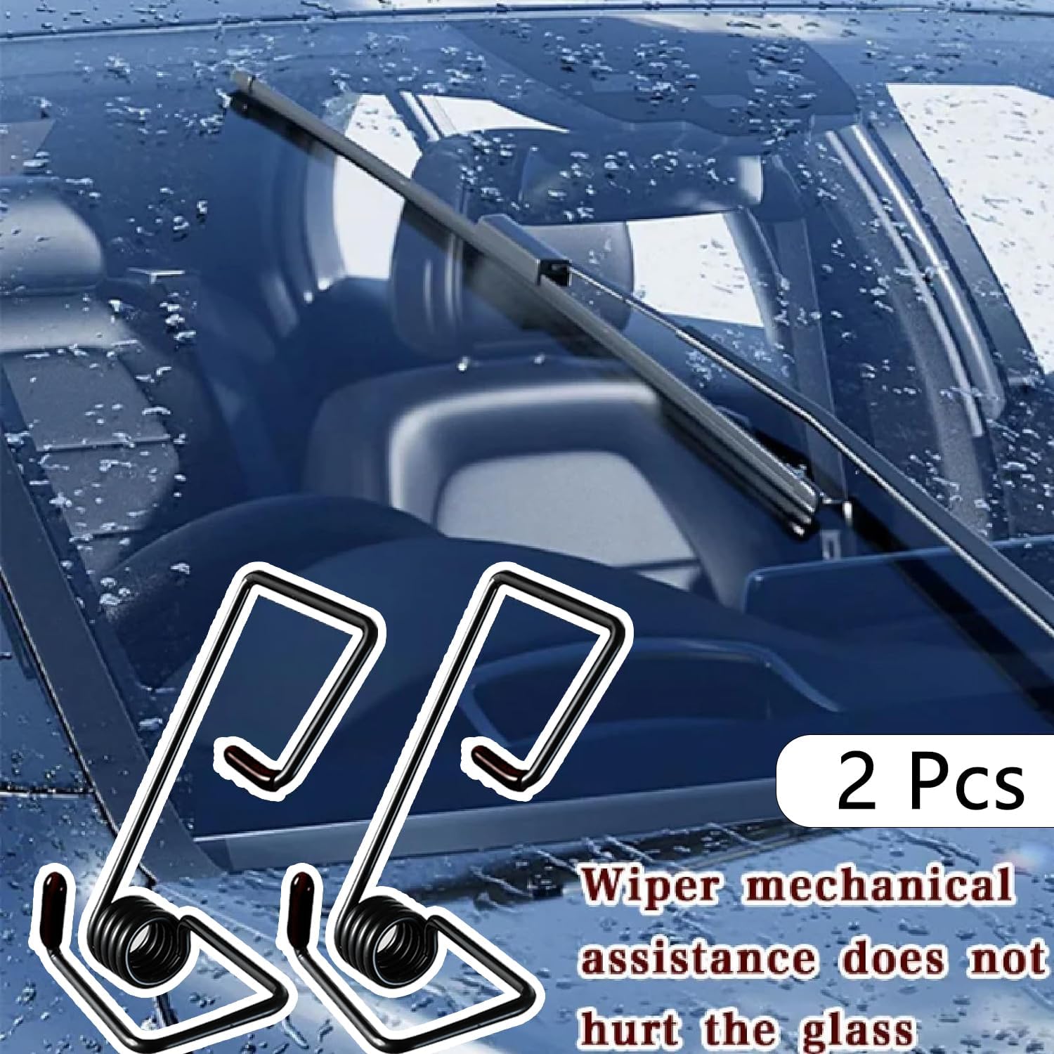 2Pcs Windshield Wiper Arm Pressure Spring Booster, Wiper Arm Pressure Spring Set, Enhance Wiper Performance, Easy Install, Improved Visibility in Rain/Snow - Suitable for All Vehicles