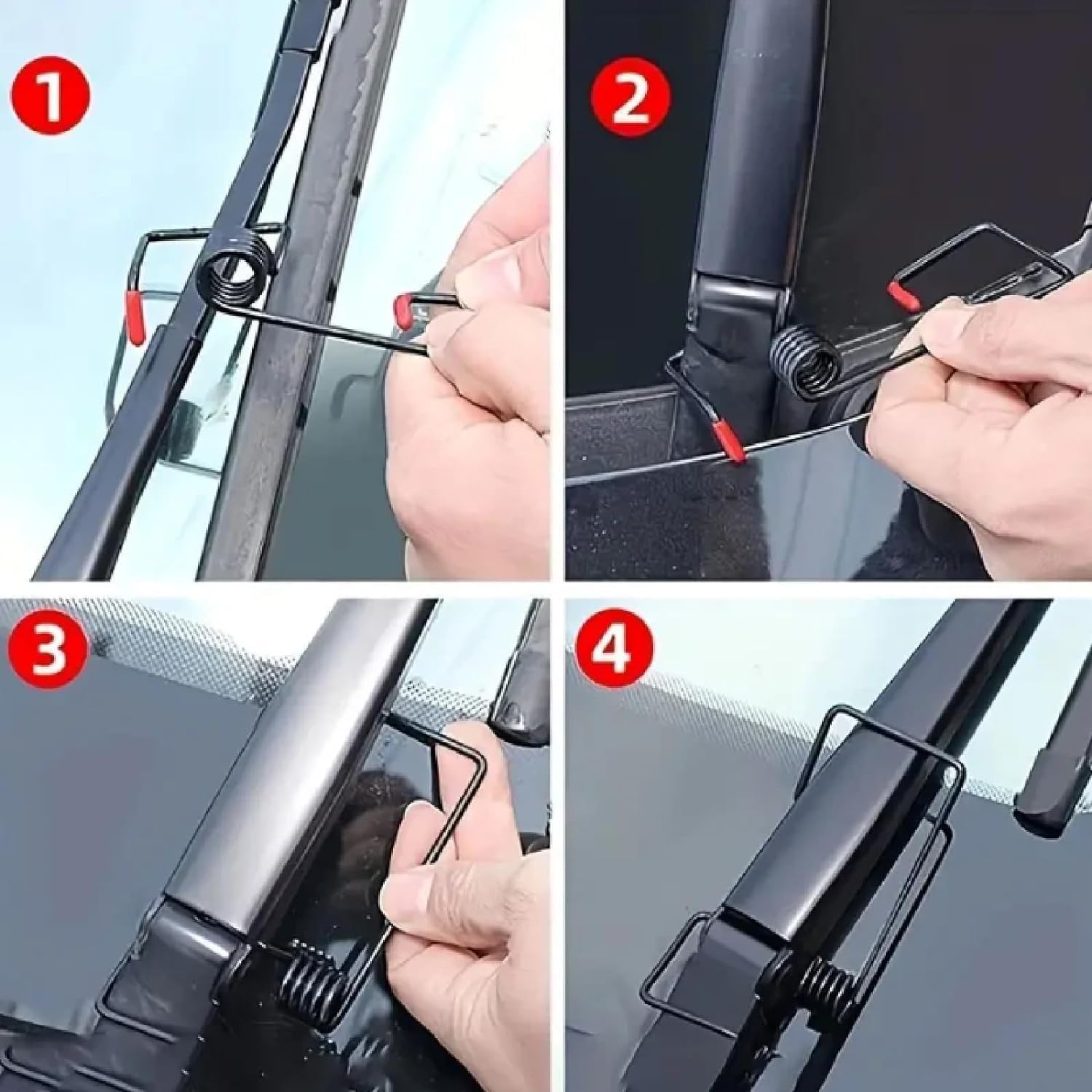 2Pcs Windshield Wiper Arm Pressure Spring Booster, Wiper Arm Pressure Spring Set, Enhance Wiper Performance, Easy Install, Improved Visibility in Rain/Snow - Suitable for All Vehicles