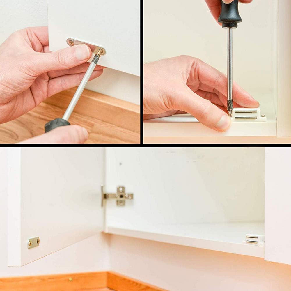 Cabinet Magnetic Latch - 12 Pack Brown Cabinet Door Magnets Catch for Closure Cupboards Drawers Kitchen Bathroom and Shutters