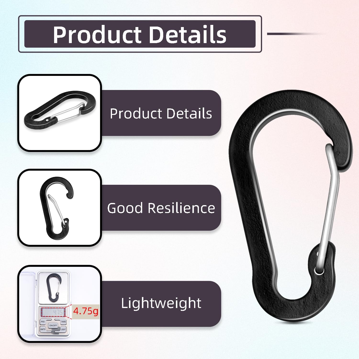 6pcs Aluminum Small Carabiner Clip, 2 Inch Carabiner Keychain Clasp Spring D Ring for Hanging Home KeyRings Hook Paracord Lanyard Keychain Pet Collar Hiking Camping Fishing Accessories Assorted