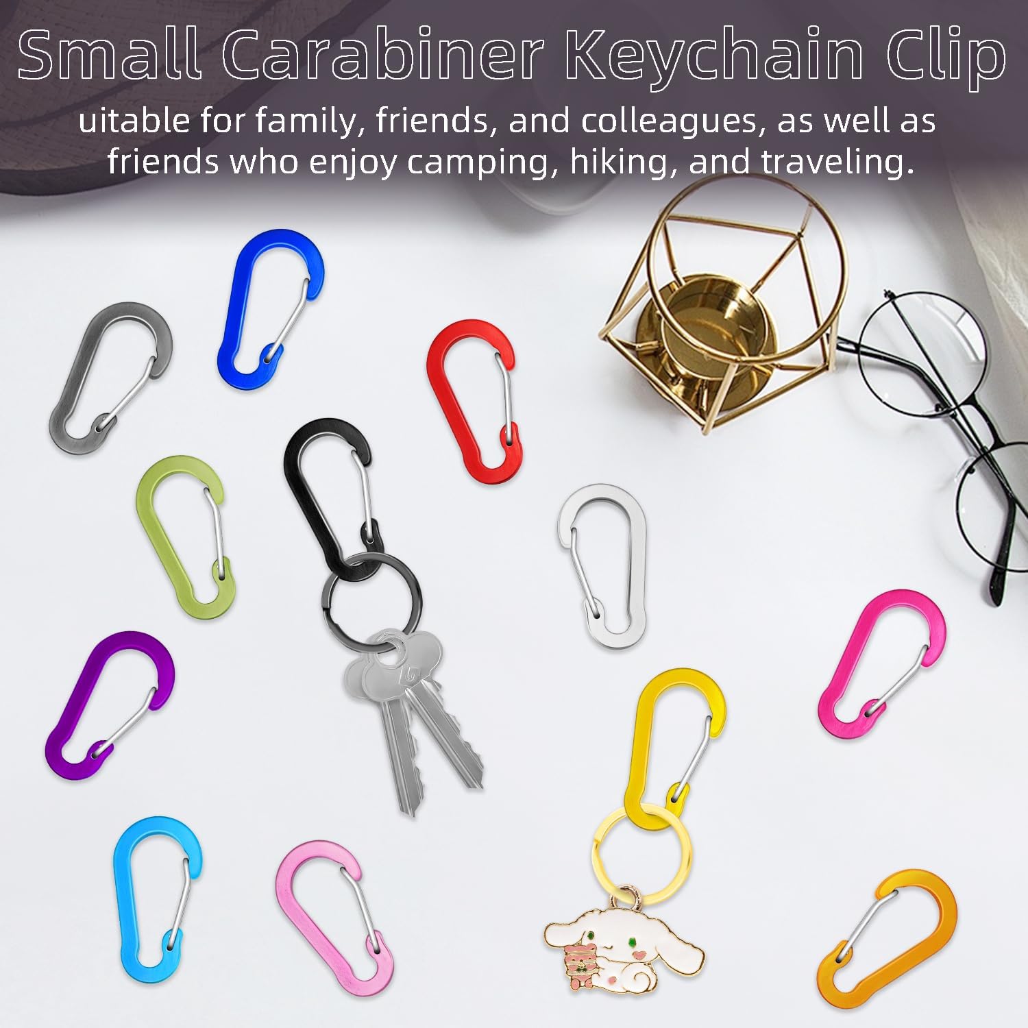 6pcs Aluminum Small Carabiner Clip, 2 Inch Carabiner Keychain Clasp Spring D Ring for Hanging Home KeyRings Hook Paracord Lanyard Keychain Pet Collar Hiking Camping Fishing Accessories Assorted