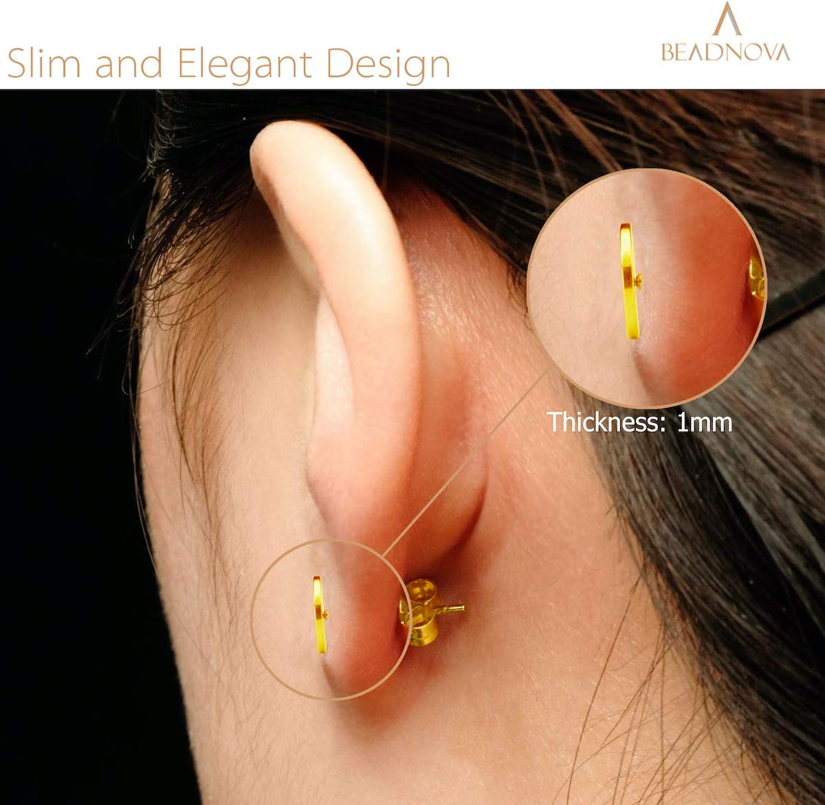 Stud Earrings Flat Post Earrings Circle Piercing Disc Stainless Dot Earrings for Women 2-10mm, Gold, 1-3 Pairs
