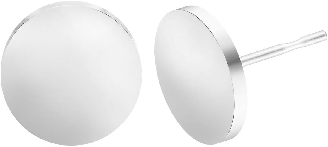 Stud Earrings Flat Circle Piercing Dot Earrings Stainless Disc Post Earrings for Women 2-10mm, Silver, 1-3 pairs