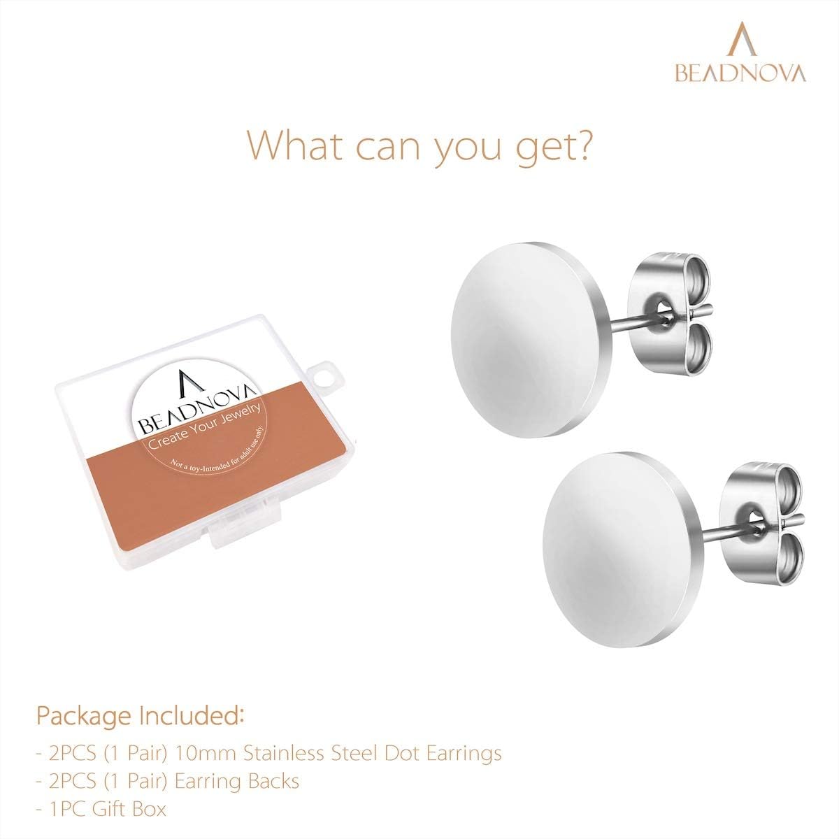 Stud Earrings Flat Circle Piercing Dot Earrings Stainless Disc Post Earrings for Women 2-10mm, Silver, 1-3 pairs