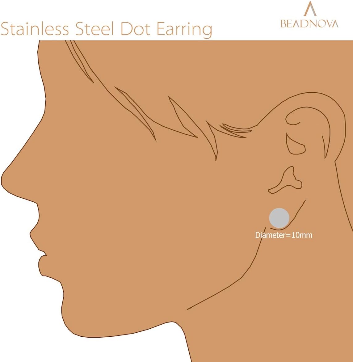 Stud Earrings Flat Circle Piercing Dot Earrings Stainless Disc Post Earrings for Women 2-10mm, Silver, 1-3 pairs