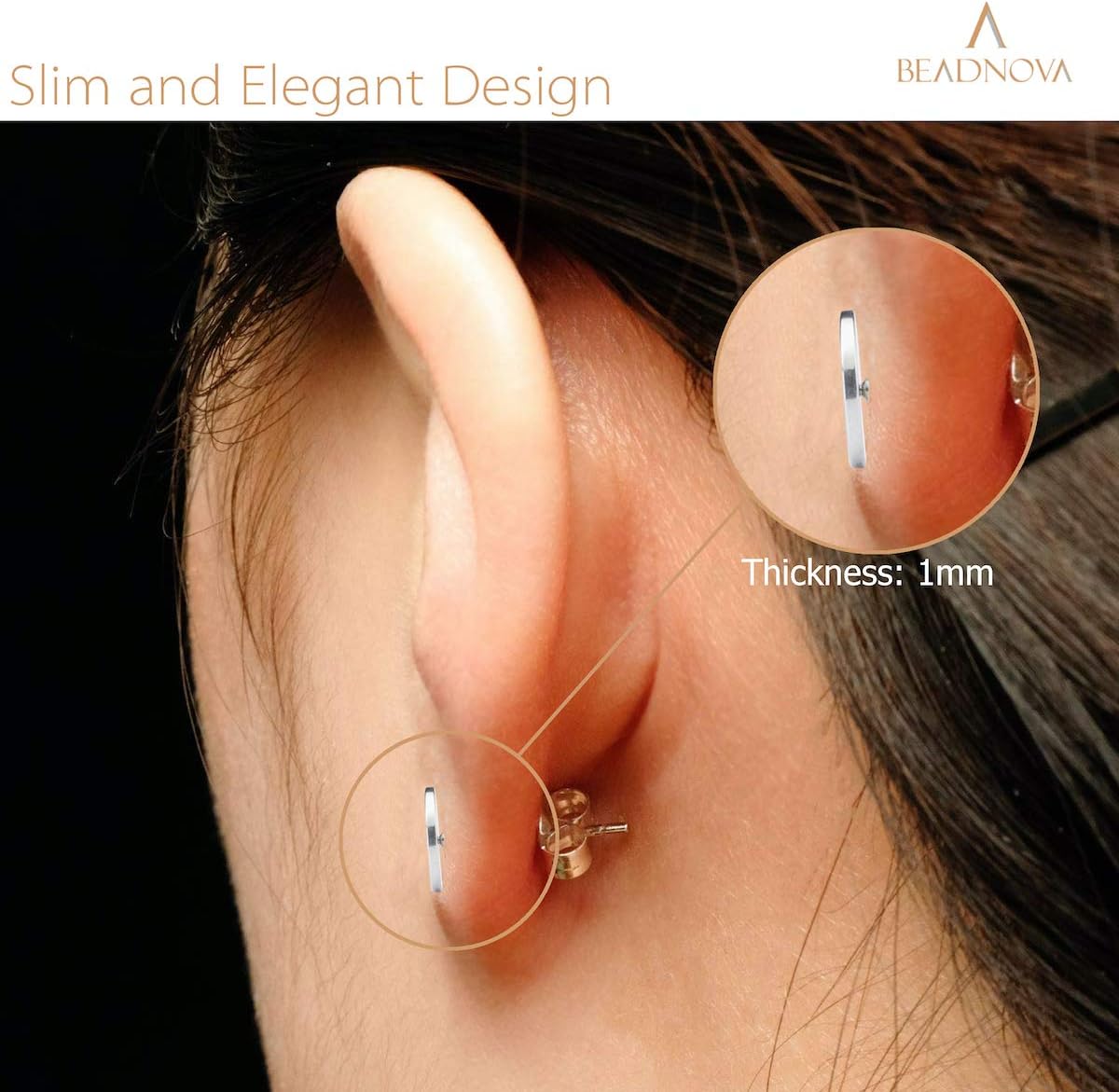 Stud Earrings Flat Circle Piercing Dot Earrings Stainless Disc Post Earrings for Women 2-10mm, Silver, 1-3 pairs