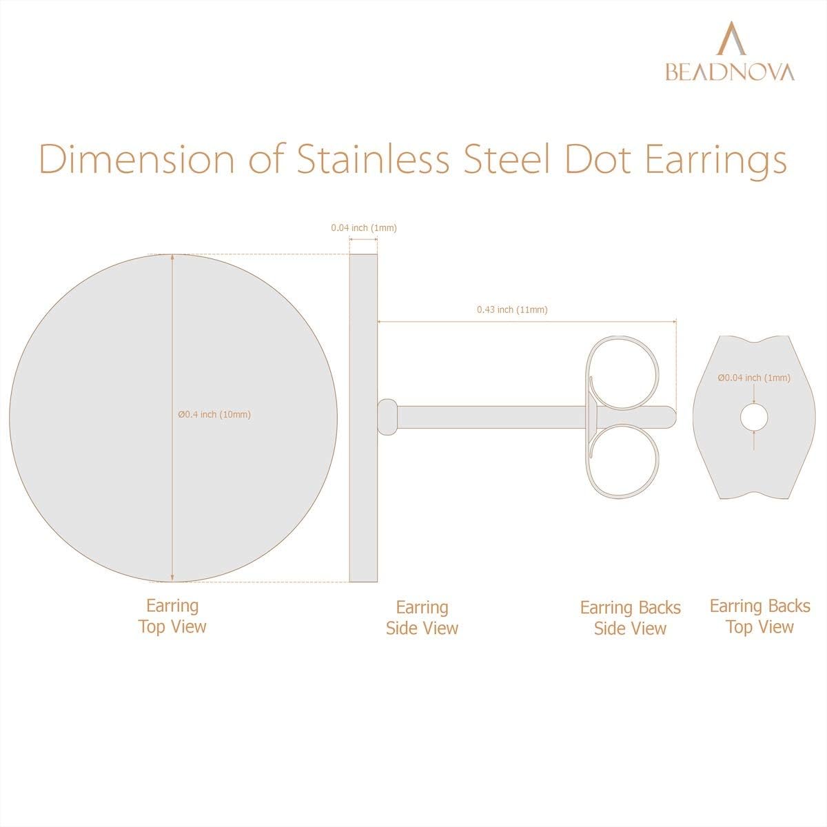 Stainless Steel Stud Earrings Flat Circle Dot Earrings Fake Plugs Black Stud Piercing Post Earrings Fake Gauges for Men 2-10mm, Black, 1-3 pairs