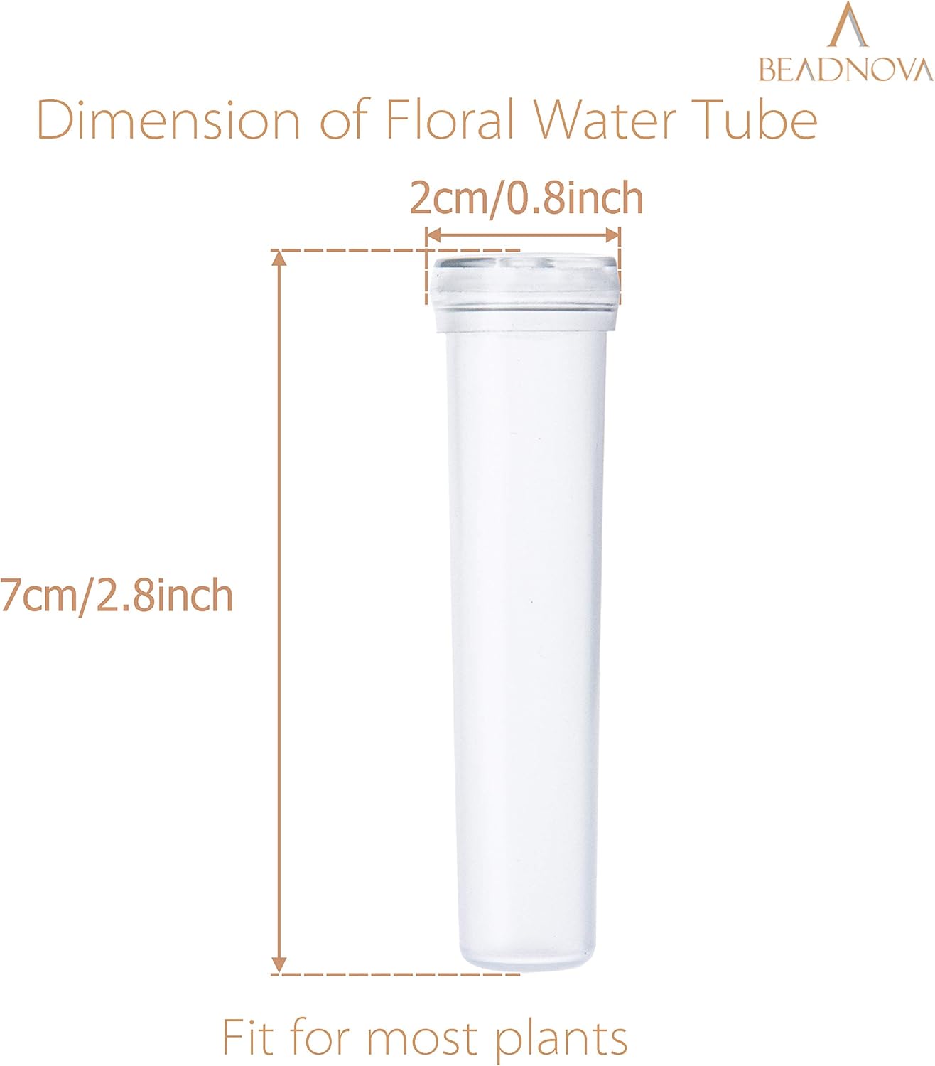 Floral Water Tubes 2.8 Inch Plastic Water Tubes for Floral Flower Vials with Caps for Flower Arrangement Decoration Clear, 20 Pcs