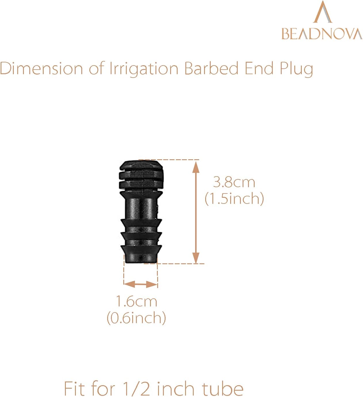 Drip Irrigation Parts 10 Pcs 1/2 Inch Barbed End Plugs Goof Plugs Fittings Drip Line Connectors for 1/2 Inch Irrigation Tubing Garden Watering System 10pcs