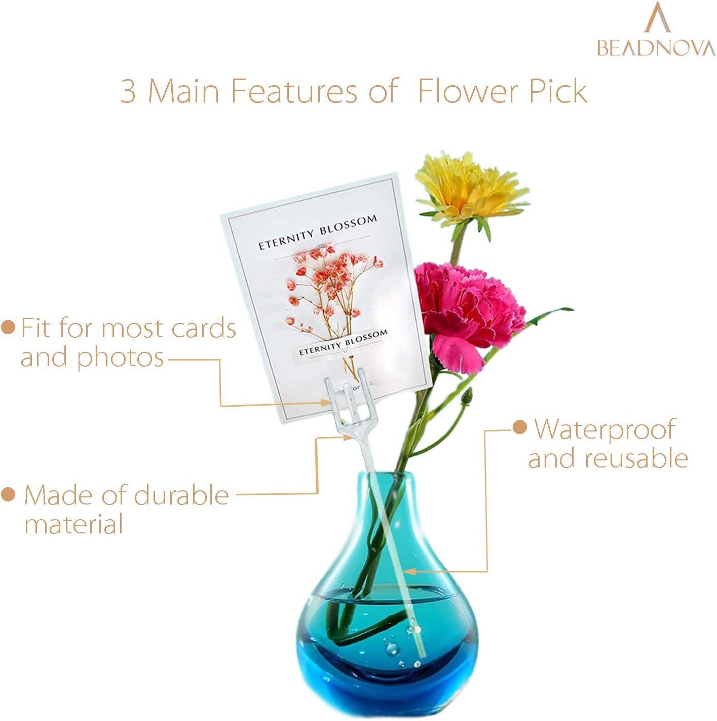 Floral Pick Card Holder 50pcs 10inch Plastic Straight Head Flower Pick Card Holder for Floral Arrangement Bouquet Wedding Decoration Heart Shape Head