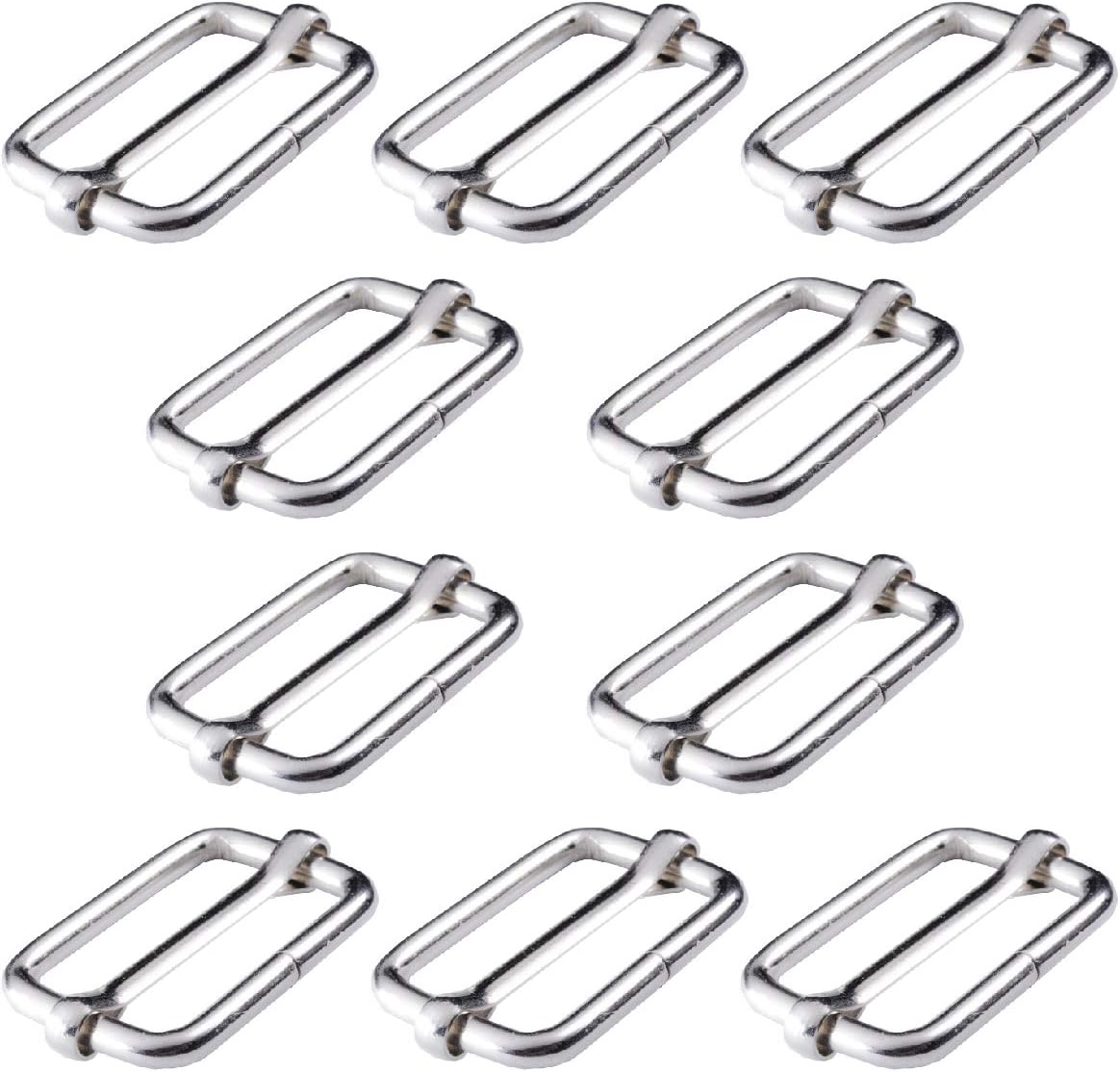 Adjtable Slide Buckle 1 Inch Triglide Slides Metal Webbing Slider For Strap Belt Backpack Handbag DIY 10 Pieces, Silver Color