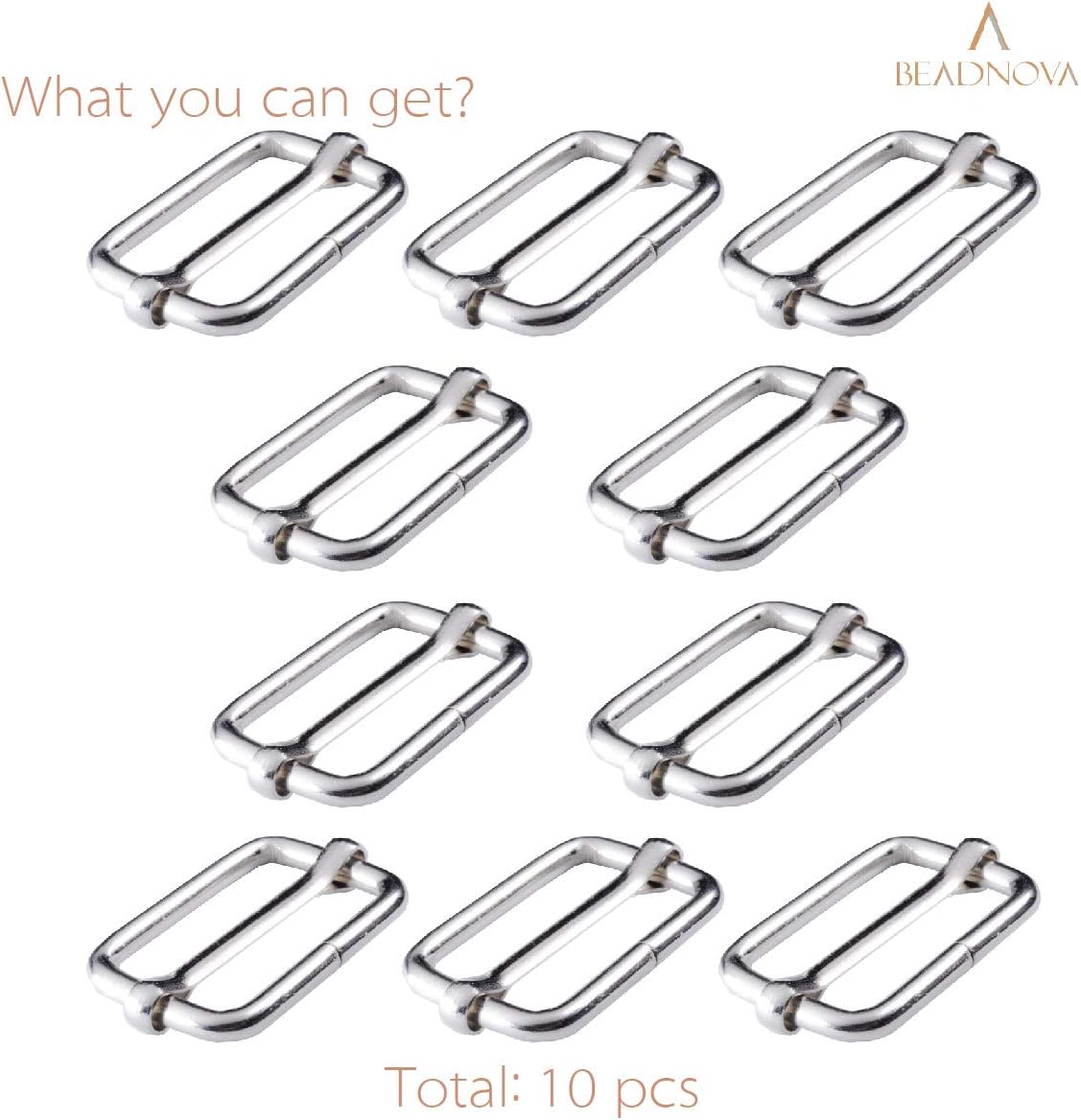Adjtable Slide Buckle 1 Inch Triglide Slides Metal Webbing Slider For Strap Belt Backpack Handbag DIY 10 Pieces, Silver Color
