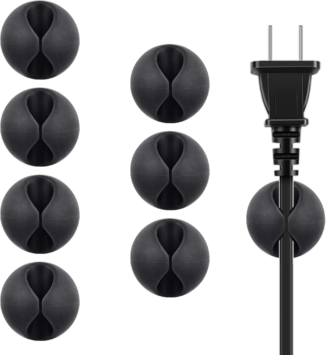 Cable Clips Cord Organizer Cable Management Wire Cord Holder 1 Slots Adhesive Wire Holder for Car Charging Accessory PC Office Home Black, 8 pcs