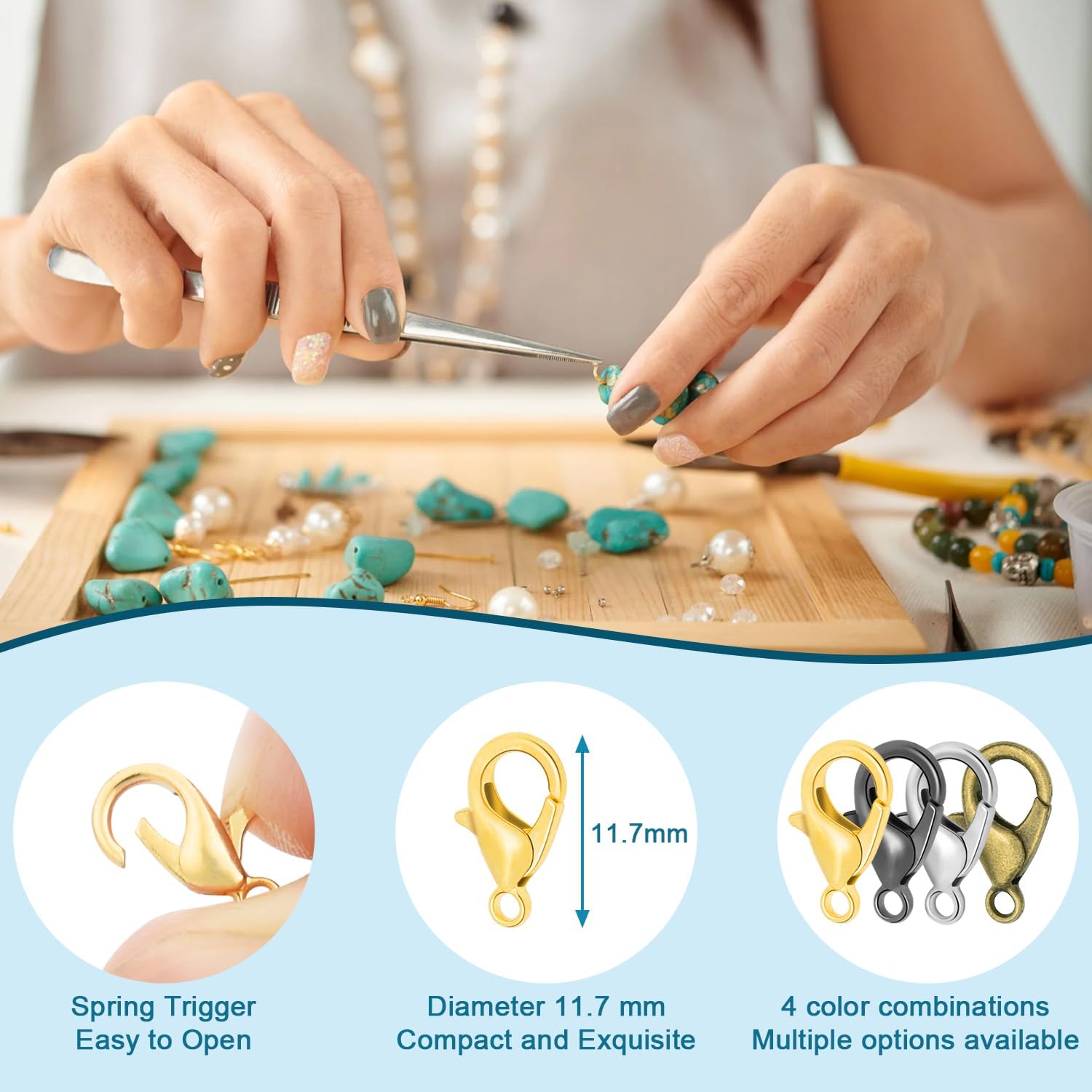 CooBigo 120pcs 12mm Lobster Clasps, Tiny Metal Alloy Lobster Claw Clasps for Necklace Bracelets Clip, Keychain Ring, Jewelry Making Accessories Silver
