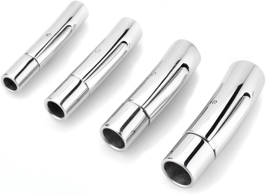 Cord Ends for Jewelry Making Leather End Caps Steel Clasp for Necklace Bracelet 2pcs / Pack, 3mm Round Cord
