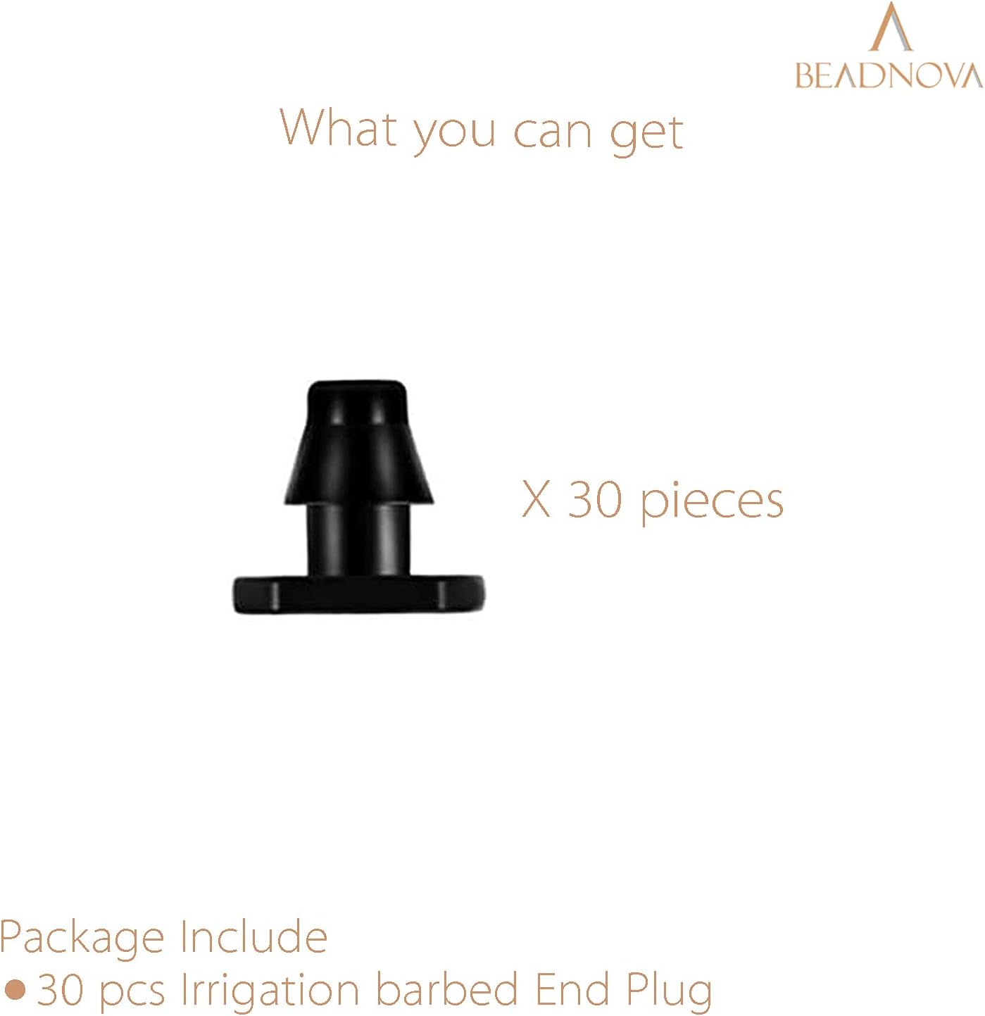 Drip Irrigation Connectors 30 Pcs 1/4 Inch Barbed Drip Line Plugs End Plugs Irrigation Connectors for 1/4 Inch Tubing Water Tubing Gardening Supplies 30pcs