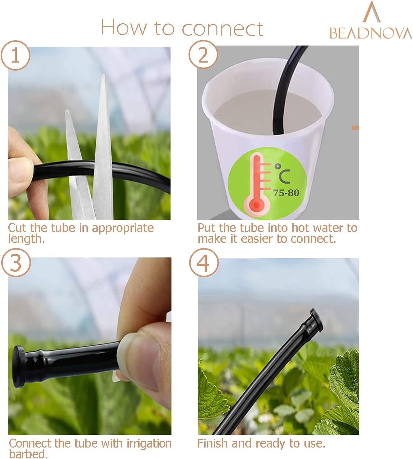 Drip Irrigation Connectors 30 Pcs 1/4 Inch Barbed Drip Line Plugs End Plugs Irrigation Connectors for 1/4 Inch Tubing Water Tubing Gardening Supplies 30pcs