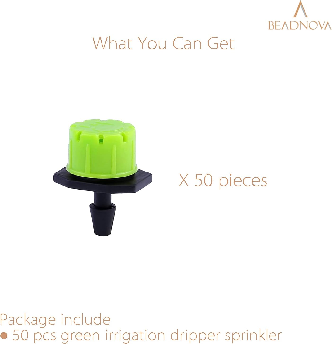 Drip Irrigation Emitters 50 Pcs Irrigation Drippers 360 Degree System Emitters Sprinklers Drippers for Drip 1/4 Inch Tube Gardening Green