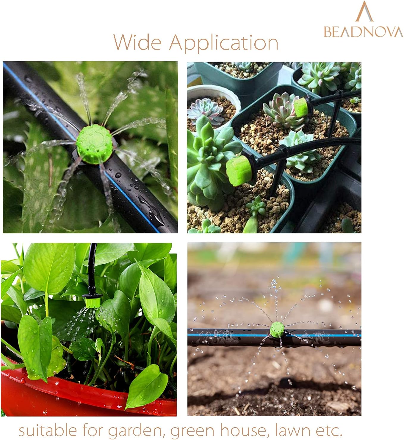 Drip Irrigation Emitters 50 Pcs Irrigation Drippers 360 Degree System Emitters Sprinklers Drippers for Drip 1/4 Inch Tube Gardening Green