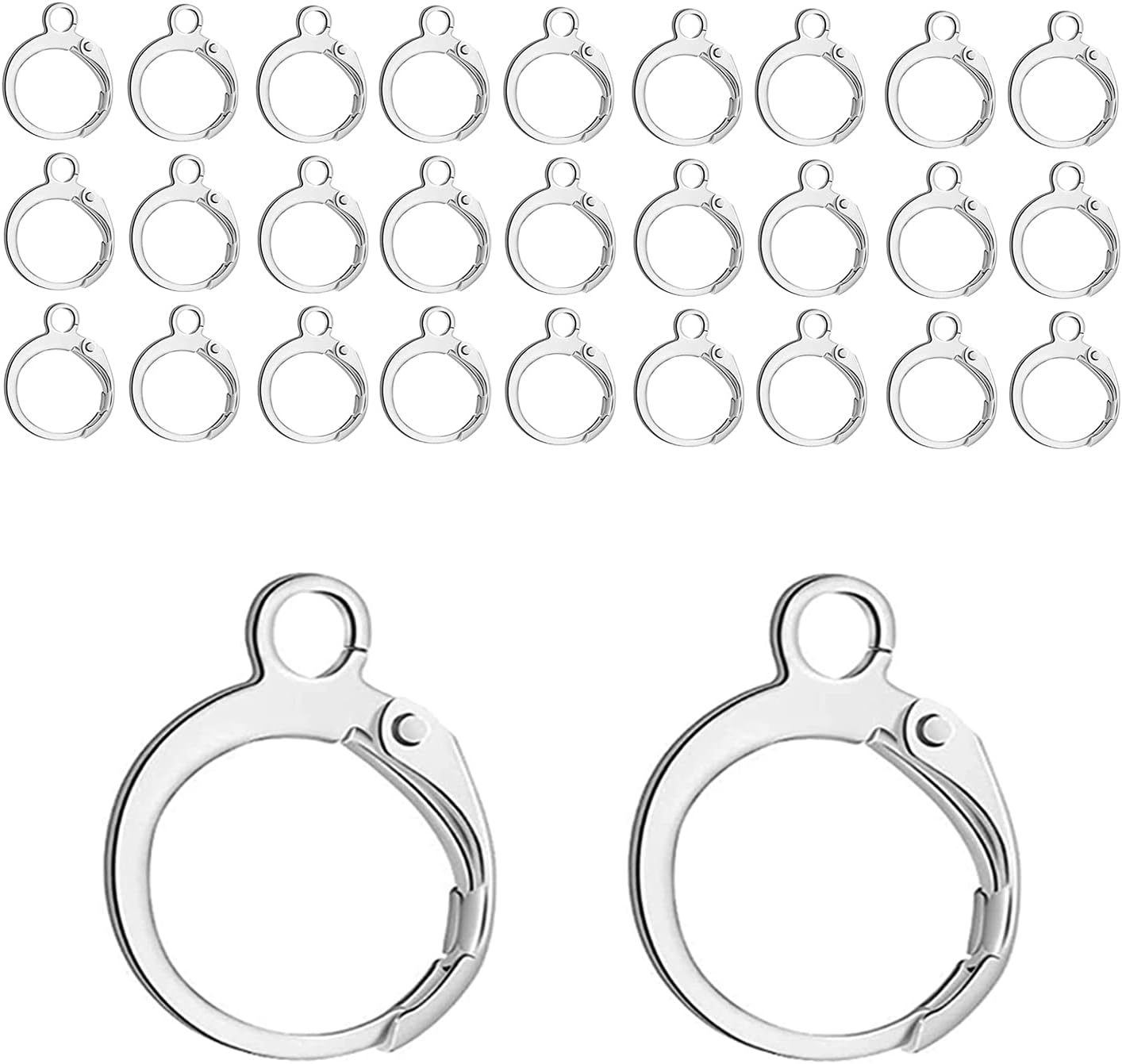 Leverback Earring Hooks 60pcs French Ear Wire Lever Back Earwire for Jewelry Making Crafting Silver
