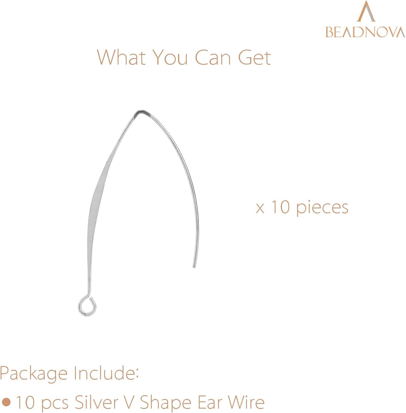 V Shape Ear Wire Long Earring Wire Earring Hook for Dangle Earwire Making Jewelry Making Ear Post DIY Silver 43mm, 10pcs