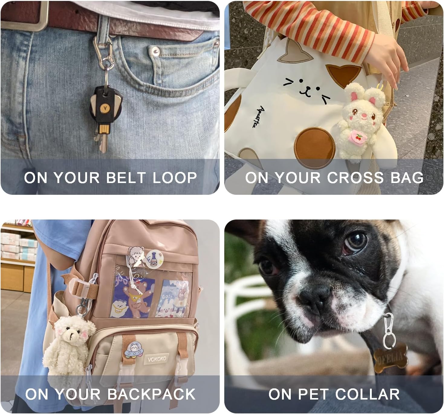 4Pack Small Keychain Rings, Metal Key Carabiner Clip, Mini EDC Key Ring Chain Holder Organizer for Purse Charm Hook, Car Keychain, Paracord Keychain Lanyard, Men and Women Key Fob Light Gold