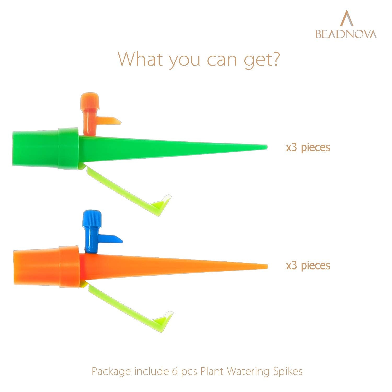 Plant Self Watering Spikes Automatic Irrigation Equipment Adjtable Self Watering Spikes for Plants with Slow Release Control Valve Orange Green, 6pcs