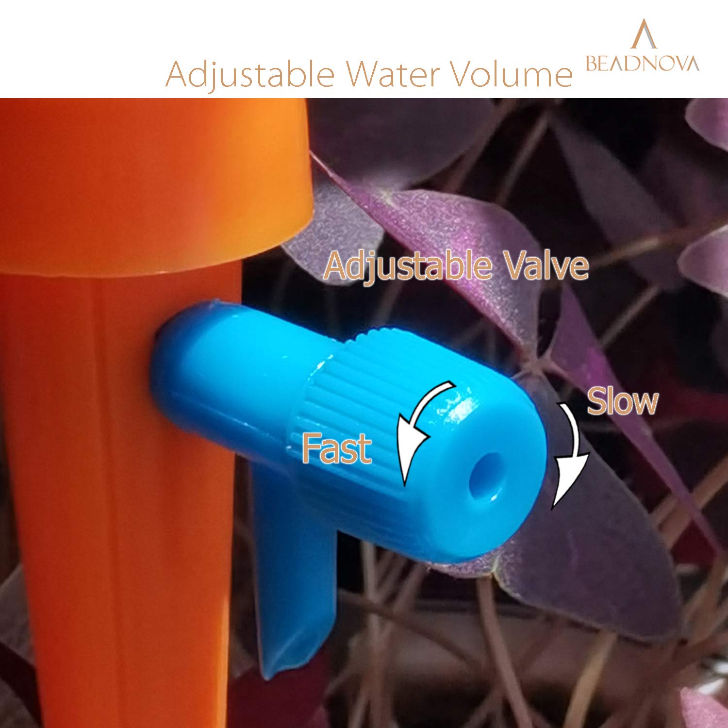 Plant Self Watering Spikes Automatic Irrigation Equipment Adjtable Self Watering Spikes for Plants with Slow Release Control Valve Orange Green, 6pcs