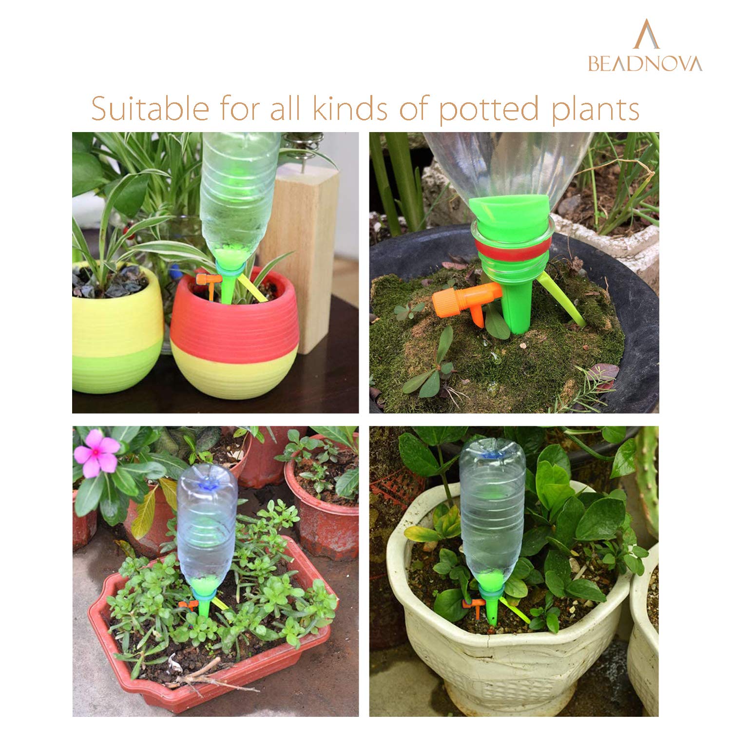 Plant Self Watering Spikes Automatic Irrigation Equipment Adjtable Self Watering Spikes for Plants with Slow Release Control Valve Orange Green, 6pcs