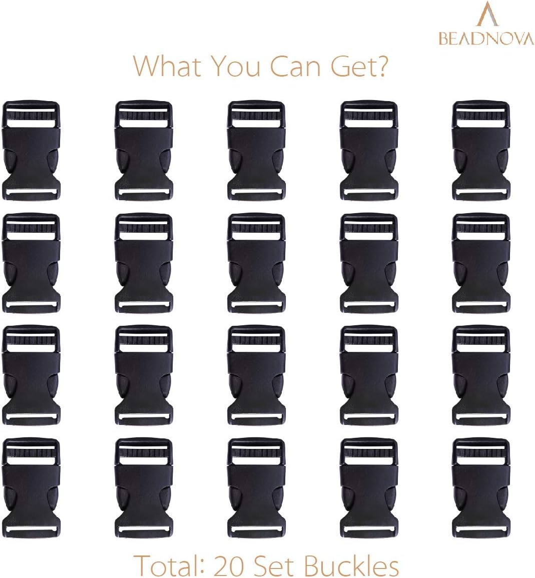 Plastic Buckle Strap Clip Quick Side Release Buckles 1 Inch Flat for Nylon Strap Backpack Black, 1 Inch, 20 Piece