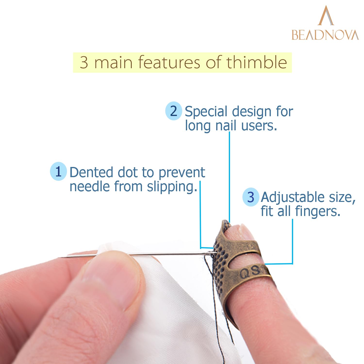 Thimbles for Hand Sewing Thimble Finger Protectors for Sewing Accessories and Tools Thimbles for Hand Quilting Knitting Hand Embroidery Sewing Finger Protector Sizes S and M, 4 Pcs