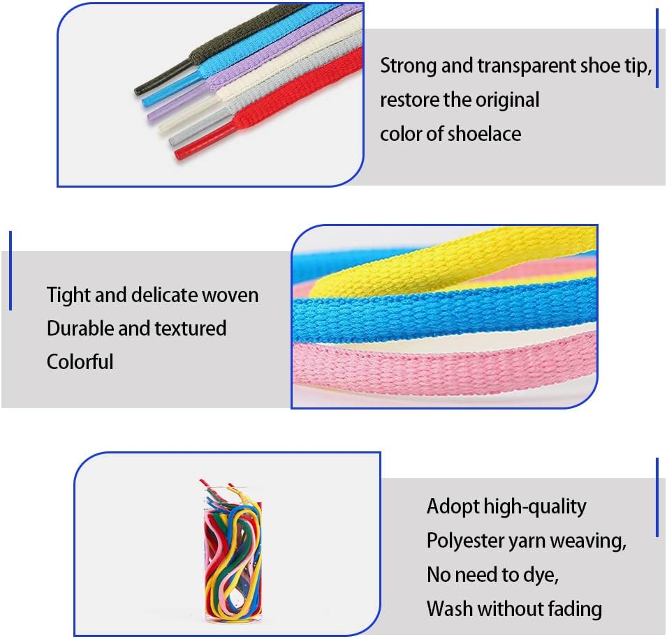 3 Pair Oval Shoe Laces,Shoelaces for Sneakers, Half Round 1/4" Athletic Shoelace for Sport/Running Shoes Boot Strings
