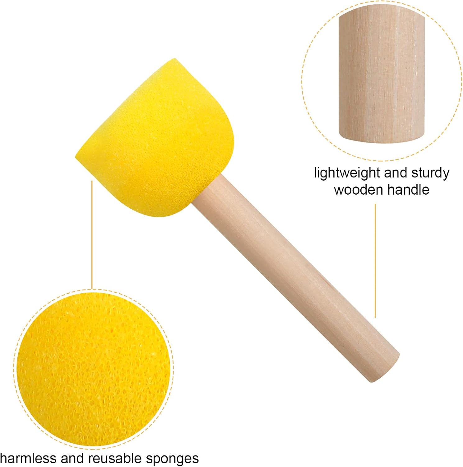 30 Pcs Round Sponges Brh Set, Round Sponge Brhes for Painting, Paint Sponges for Acrylic, Painting Tools for Kids Arts and Crafts 4 Sizes