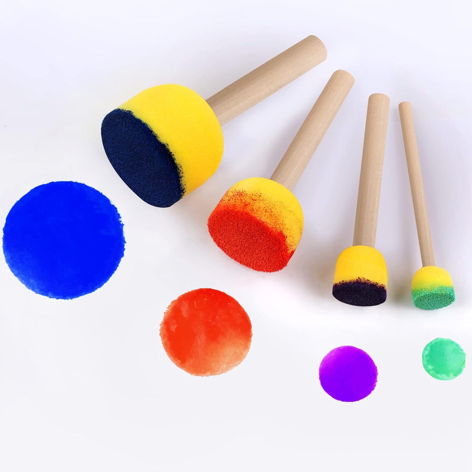 30 Pcs Round Sponges Brh Set, Round Sponge Brhes for Painting, Paint Sponges for Acrylic, Painting Tools for Kids Arts and Crafts 4 Sizes