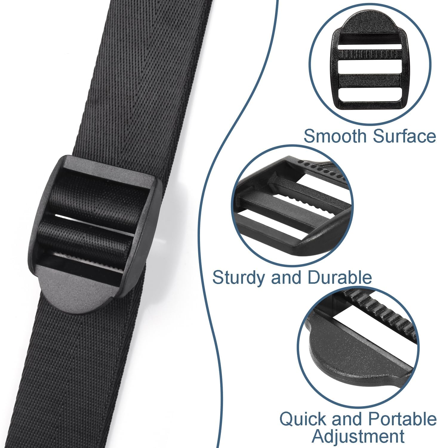 CooBigo 12 Pack Plastic Ladder Lock Buckles, 1" Ladder Slider Buckle for Backpack Strap Nylon Webbing Clip Replacement, Outdoor Camping Gear Sleeping Bag Tent Tie Down Strap Accessories Black