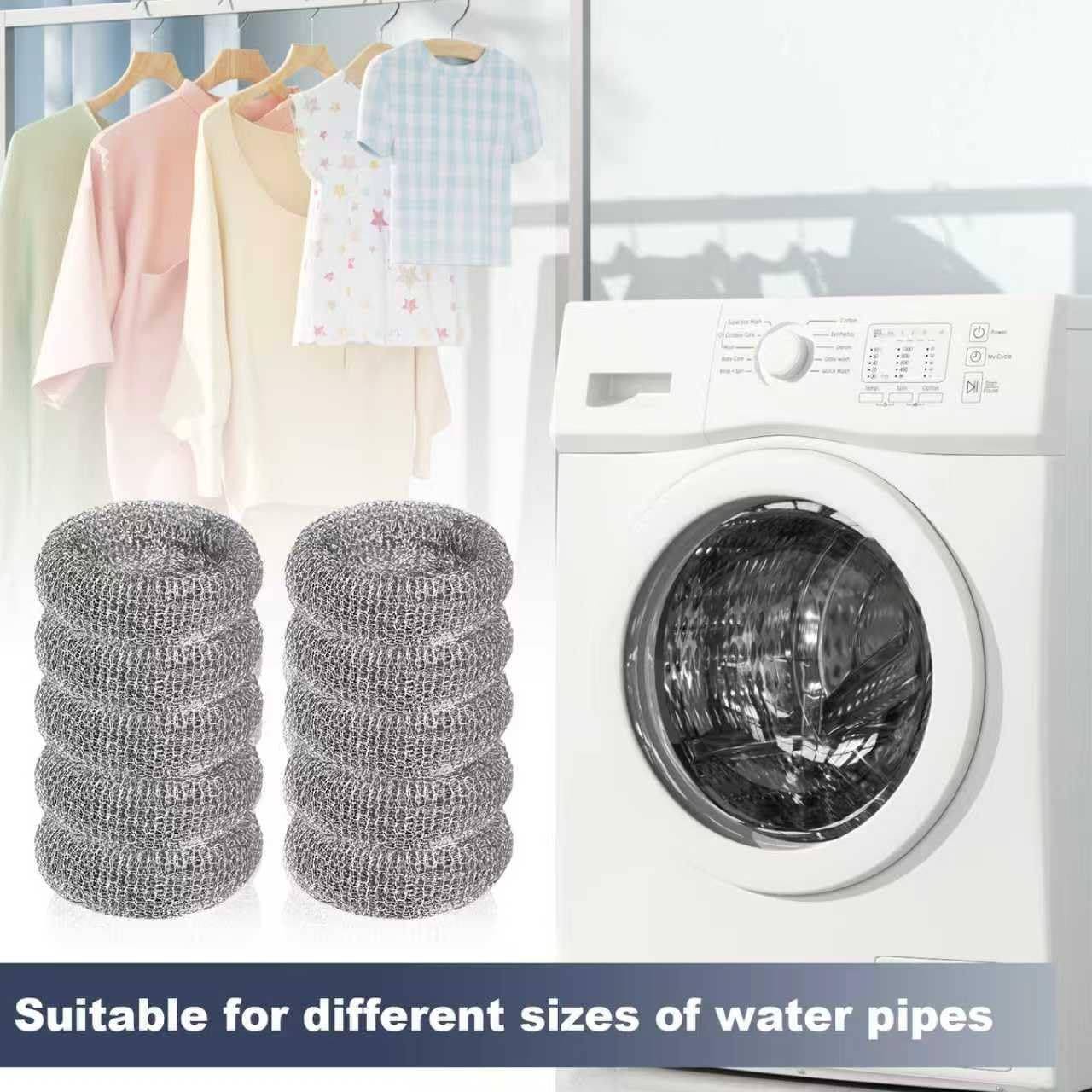 Lint Traps for Washing Machine Hose, Stainless Steel Washing Machine Drain Lint Trap, 10PCS Lint Catcher for Washer Machine with 10PCS Cable Ties, for Filter Out Cotton Fluff, Paper Scraps, Hair, Etc