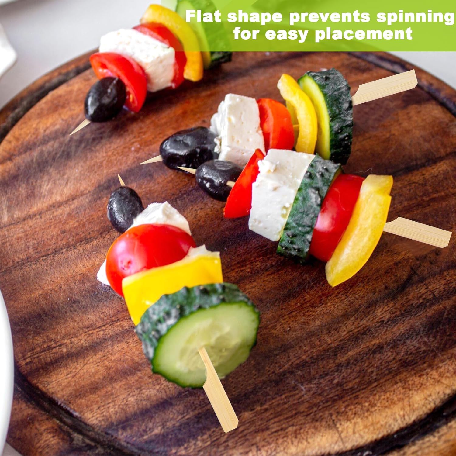 396 PCS Bamboo Skewers, 3.5 Inches Wooden Skewers, Skewers for Appetizers Wide Flat Paddle, Skewer Sticks for Cocktail Fruit BBQ Sandwich Drink Party Supplies, 21ZQ0002
