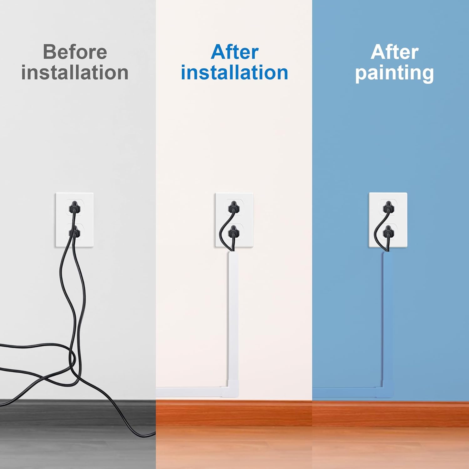 Cord Hider, 58in Cable Hider, Cord Covers for Wires on Wall, Paintable Cable Cover Raceway, Wire Hiders for TV on Wall, Cord Concealer, Cord Cable Management, 4X L14.5 W0.96 H0.58in, White